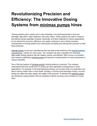 Revolutionizing Precision and Efficiency: The Innovative Dosing Systems from min