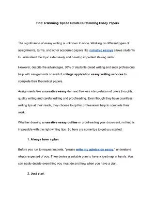 : 6 Winning Tips to Create Outstanding Essay Papers