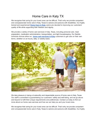 Home Care in Katy TX