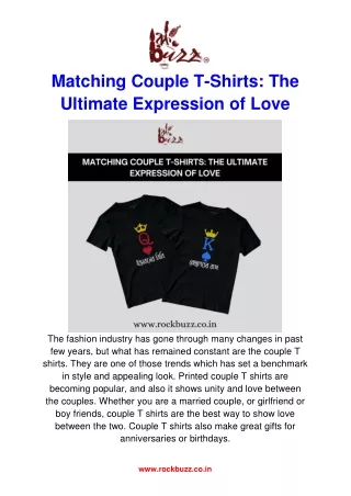 Matching Couple T-Shirts The Ultimate Expression of Love