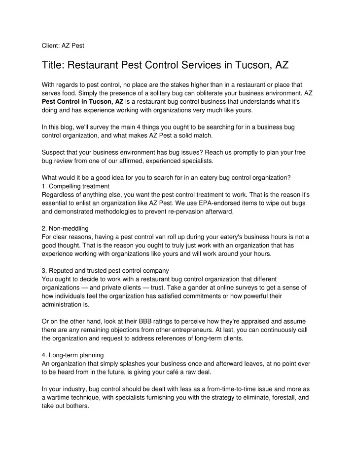 client az pest title restaurant pest control