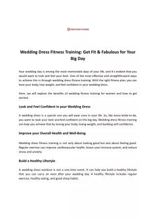 Wedding Dress Fitness Training_ Get Fit & Fabulous for Your Big Day