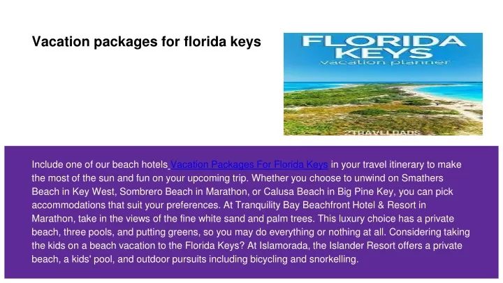 florida keys travel packages