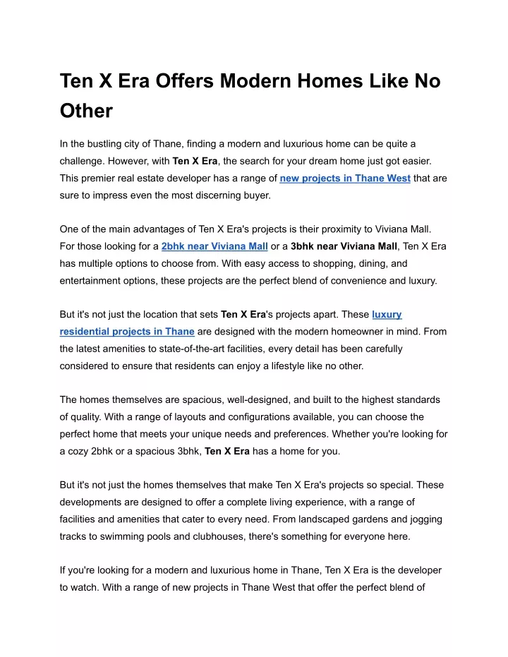 ten x era offers modern homes like no other