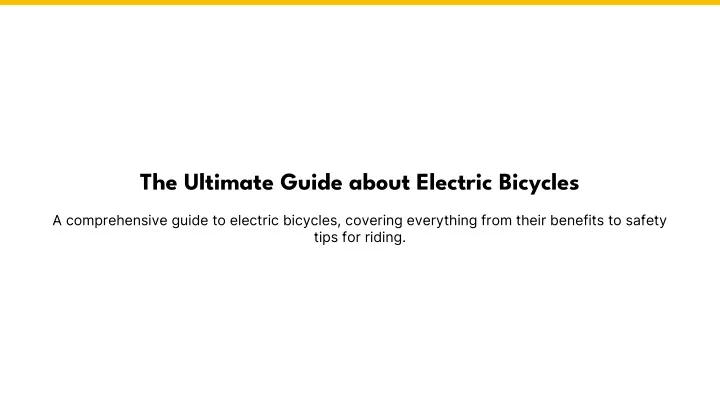 the ultimate guide about electric bicycles