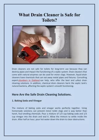 Which Drain Cleaner Is Safe To Use Around Toilets?
