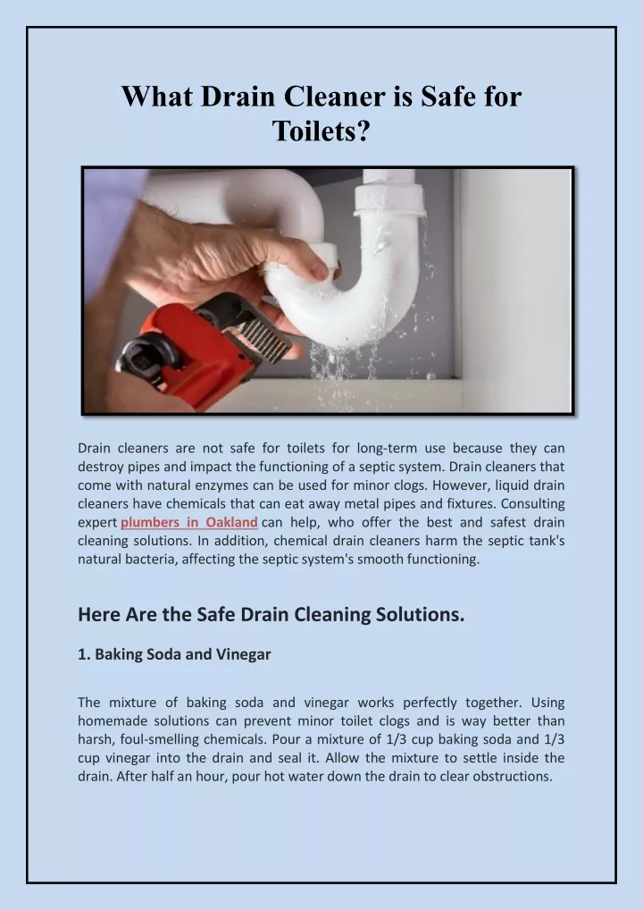 what drain cleaner is safe for toilets