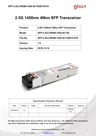 sfp 2 5g cwdm 1450 40 t02 151079