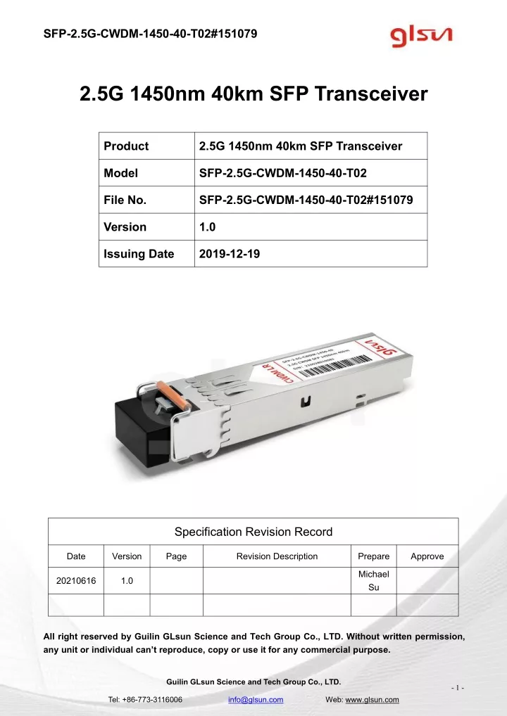 sfp 2 5g cwdm 1450 40 t02 151079