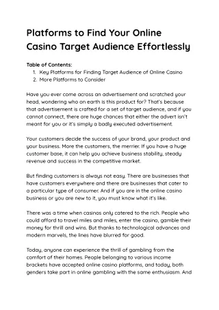 Platforms to Find Your Online Casino Target Audience Effortlessly