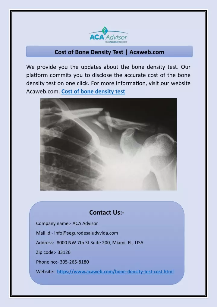 cost of bone density test acaweb com