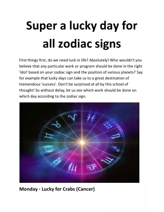 Super a lucky day for all zodiac signs