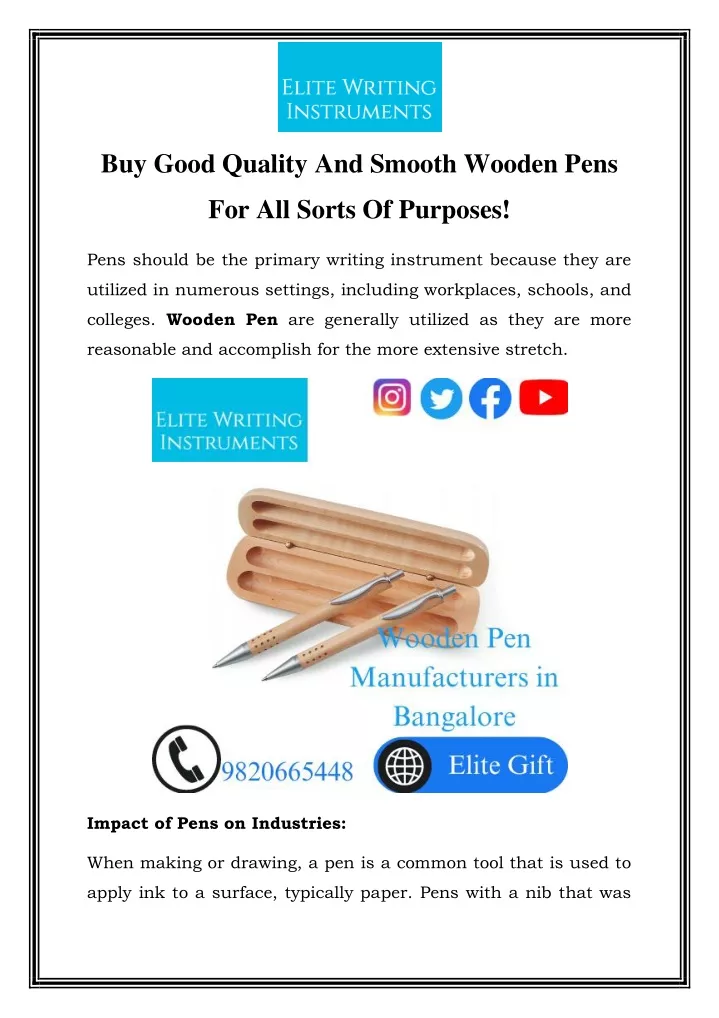 buy good quality and smooth wooden pens