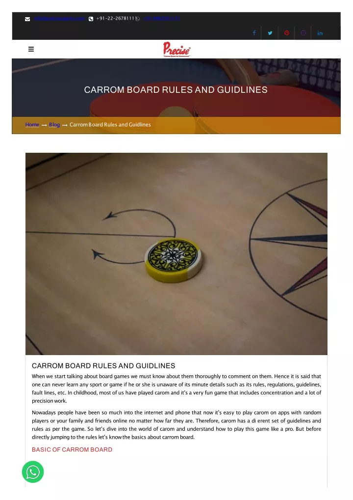 carrom board rules and guidlines