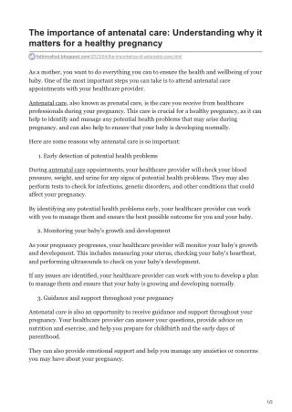 The importance of antenatal care Understanding why it matters for a healthy pregnancy