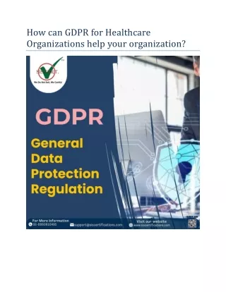 how can gdpr for healthcare organizations help