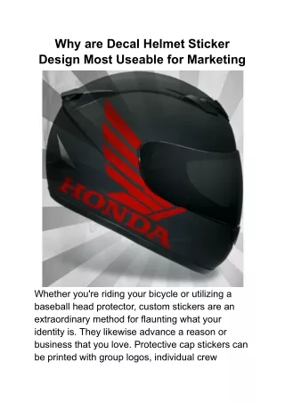 why are decal helmet sticker design most useable