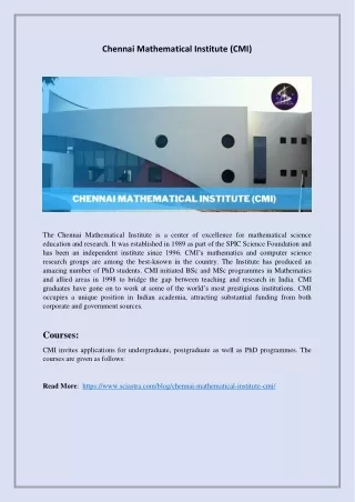 chennai mathematical institute cmi