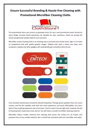 Ensure Successful Branding & Hassle-free Cleaning with Promotional Microfiber Cl