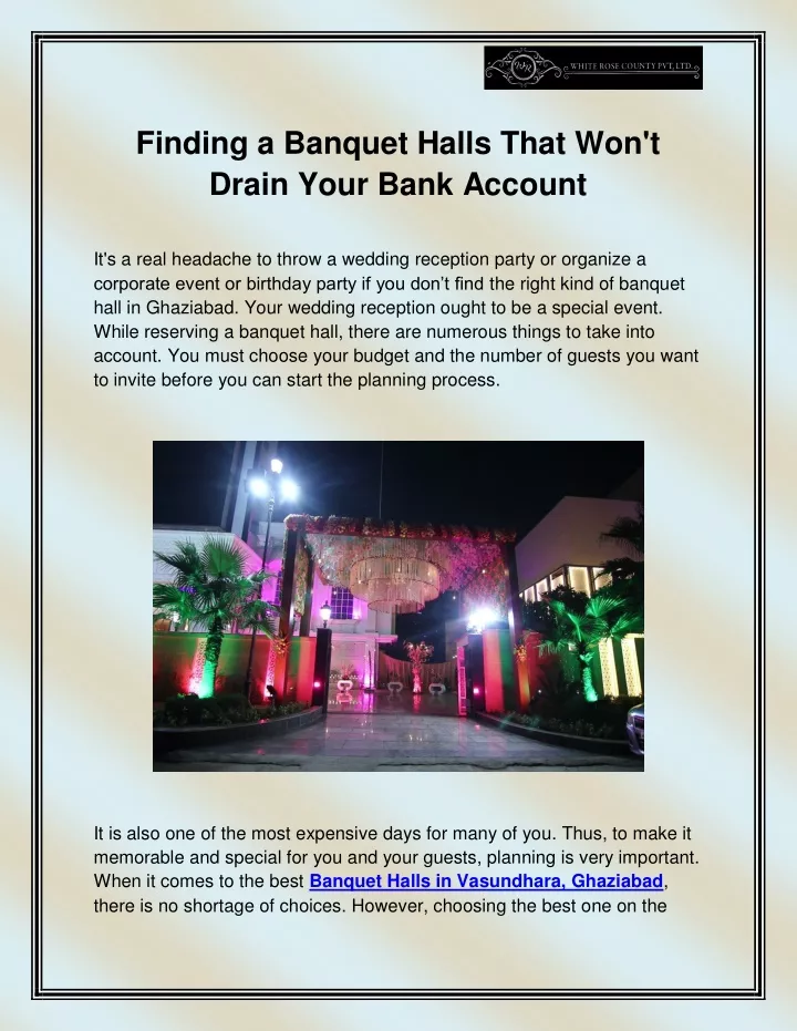 finding a banquet halls that won t drain your