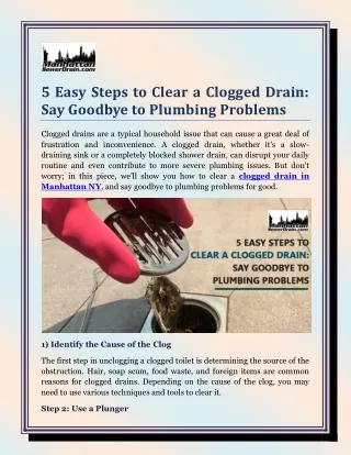 5 Easy Steps to Clear a Clogged Drain