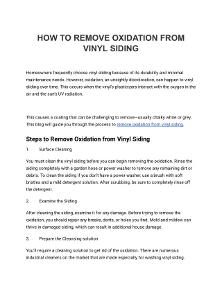 HOW TO REMOVE OXIDATION FROM VINYL SIDING