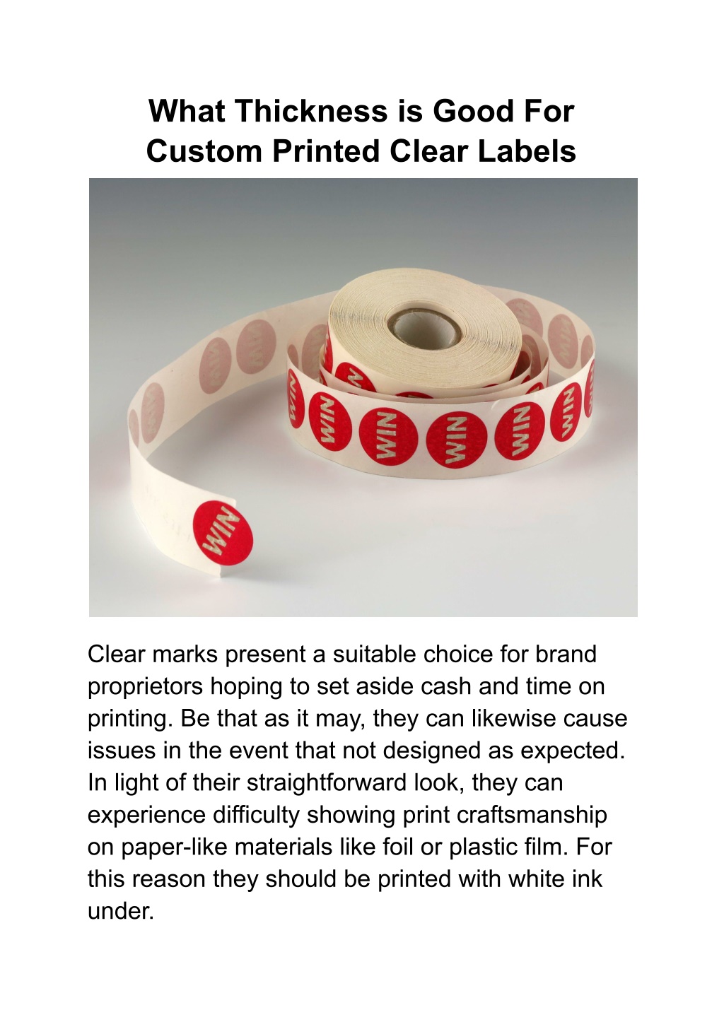 PPT - What Thickness is Good For Custom Printed Clear Labels PowerPoint ...