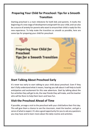 preparing your child for preschool tips