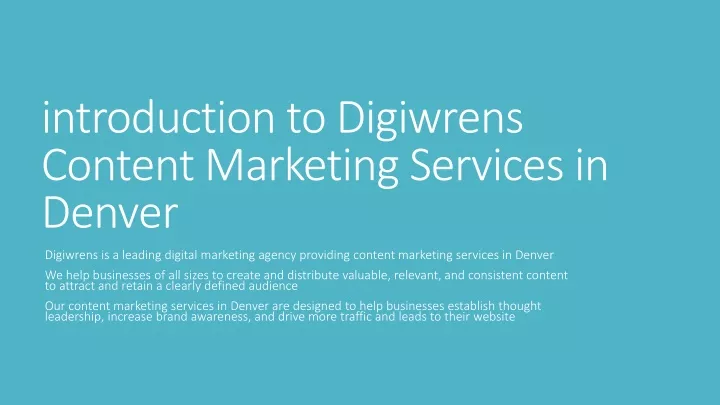 introduction to digiwrens content marketing services in denver