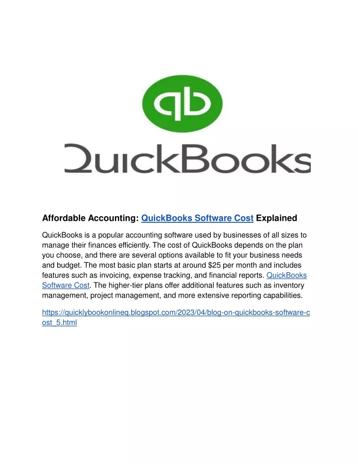 affordable accounting quickbooks software cost