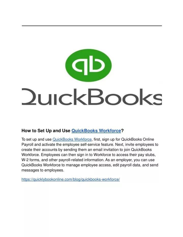 how to set up and use quickbooks workforce