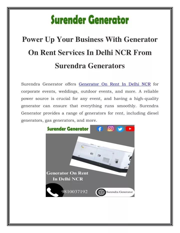 power up your business with generator