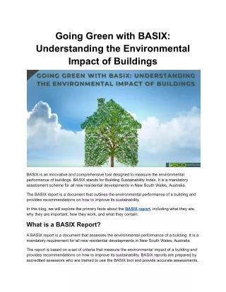 going green with basix understanding