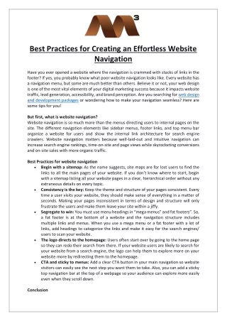 Best Practices for Creating an Effortless Website Navigation