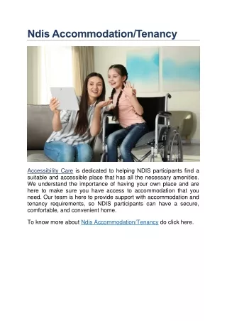 Ndis AccommodationTenancy