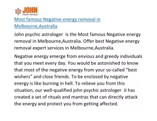 most famous negative energy removal in melbourne