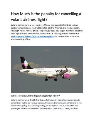 How Much is the penalty for cancelling a volaris airlines flight