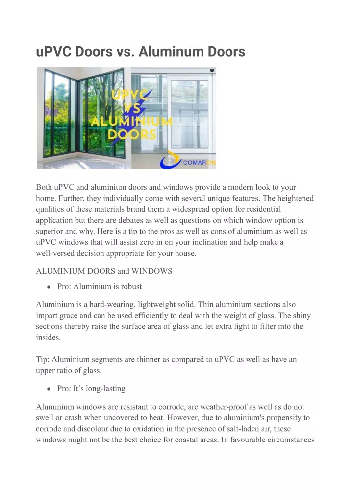 upvc doors vs aluminum doors