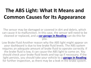 the abs light what it means and common causes for its appearance