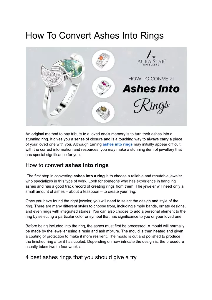 how to convert ashes into rings