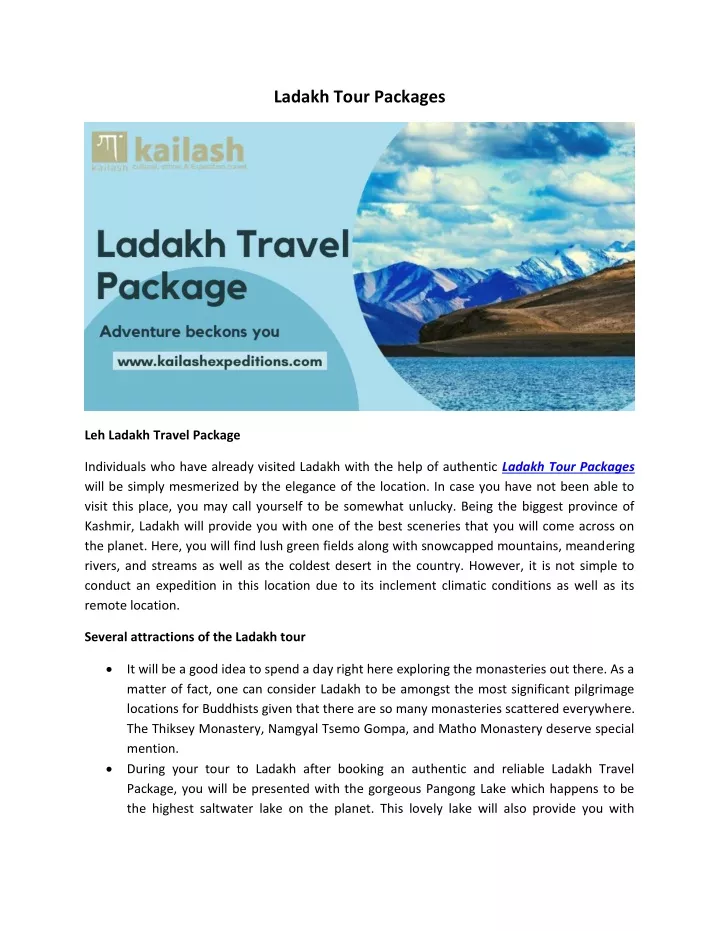 ladakh tour packages