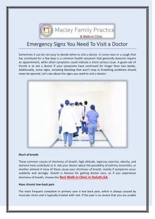Emergency Signs You Need To Visit a Doctor