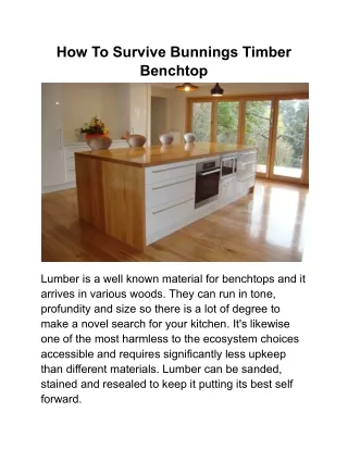 how to survive bunnings timber benchtop