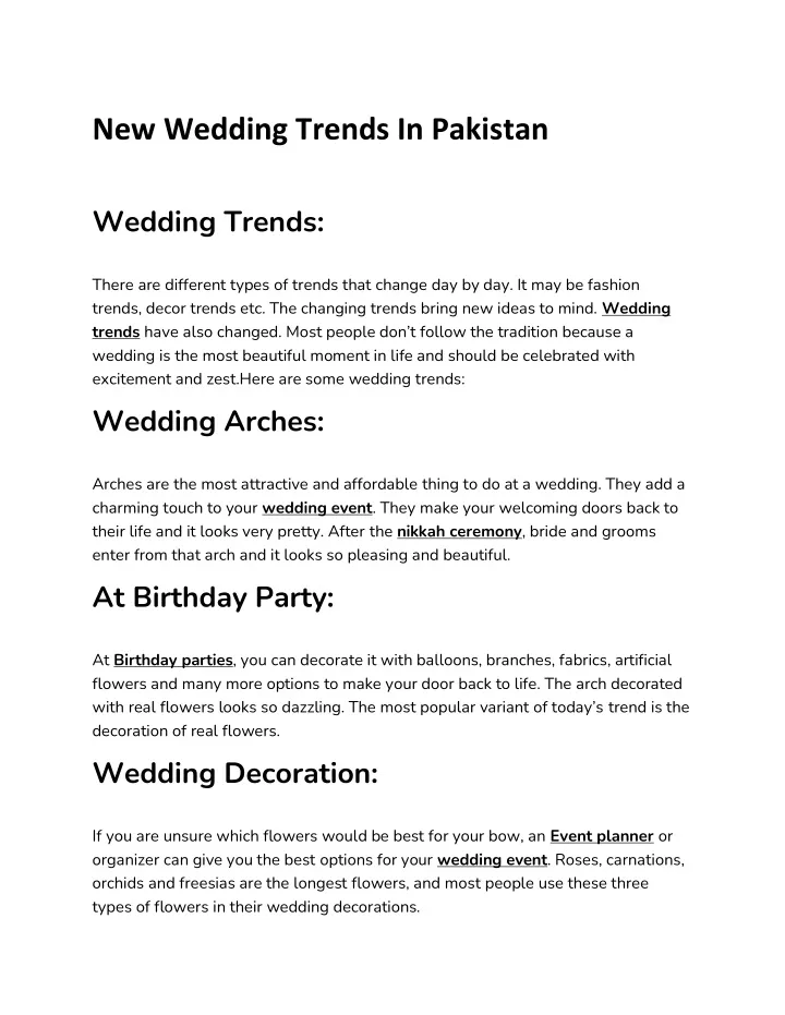new wedding trends in pakistan