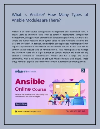 What is Ansible? How Many Types of  Ansible Modules are There?