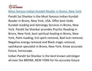 most famous indian kundali reader in bronx