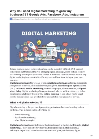 Why do i need digital marketing to grow my business Google Ads Facebook Ads Instagram