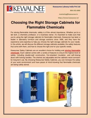 Choosing the Right Storage Cabinets For Flammable Chemicals
