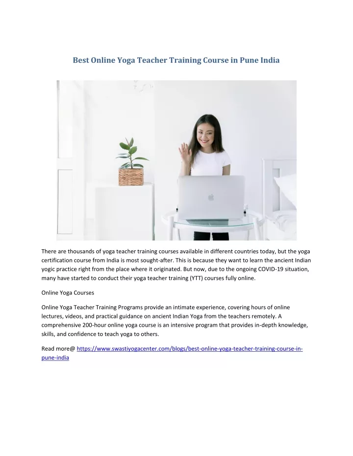 best online yoga teacher training course in pune