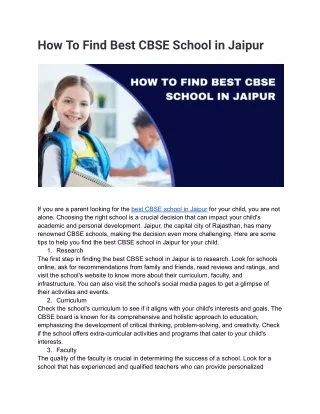 How To Find Best CBSE School in Jaipur
